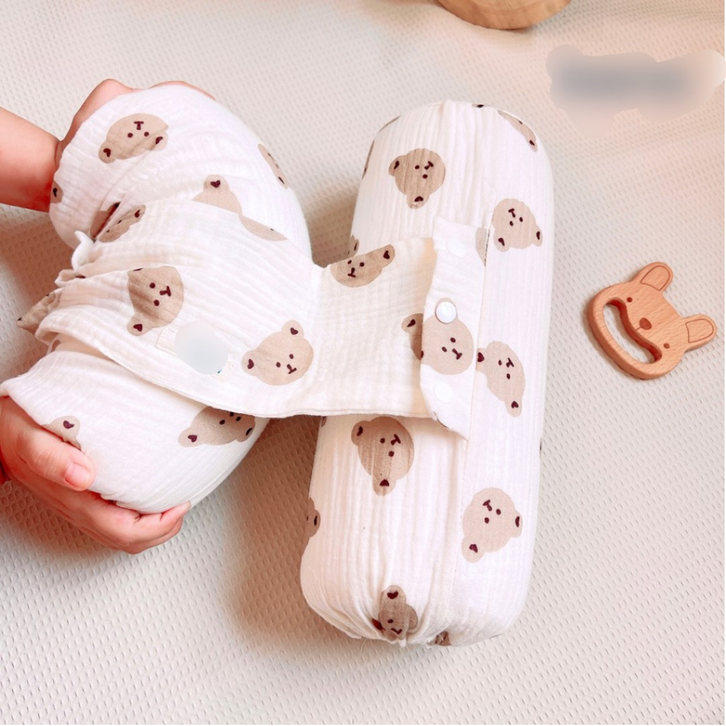 Gối chặn Muslin cho bé sơ sinh thoáng khí cho bé ngủ ngon,ruột bông organic thiên nhiên kháng khuẩn chống giật mình