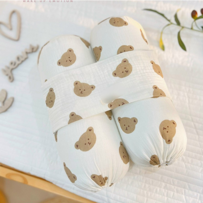 Gối chặn Muslin cho bé sơ sinh thoáng khí cho bé ngủ ngon,ruột bông organic thiên nhiên kháng khuẩn chống giật mình