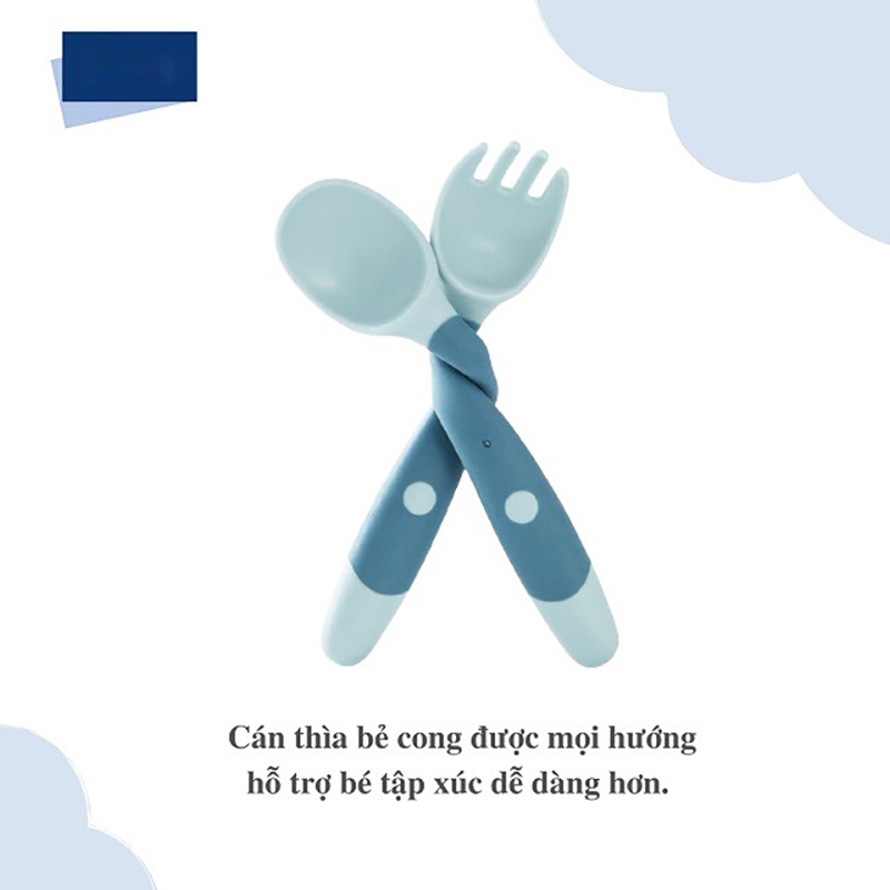 Bộ thìa dĩa uốn dẻo 360 độ KidsWorld TUD360 cho bé ăn dặm tập xúc an toàn