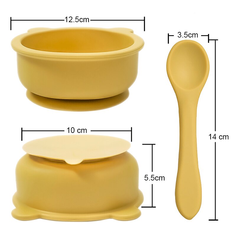 [Mã BMLTM50 giảm đến 50K đơn 99K] Bát ăn dặm bằng silicon KidsWorld hình gấu có đế hít chống đổ cho bé