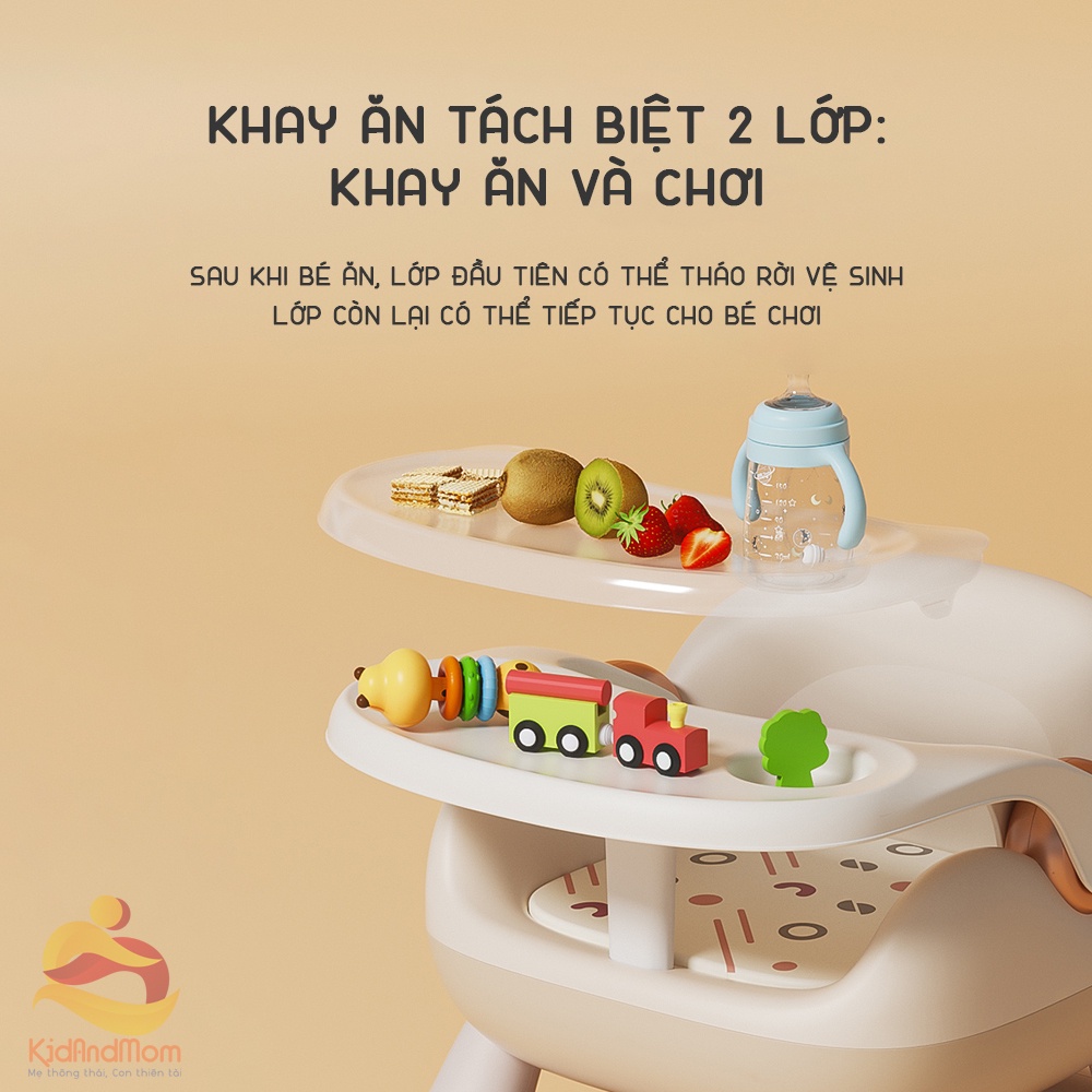 Ghế ăn dặm cho bé KidsWorld BC23 đa năng làm ghế ăn dặm, ghế chơi, xe yo-yo chống trượt