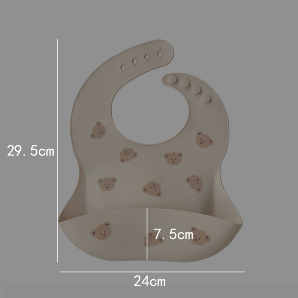 Yếm ăn dặm cho bé KidsWorld Dotoodot phong cách Hàn Quốc có máng silicon không bám bẩn