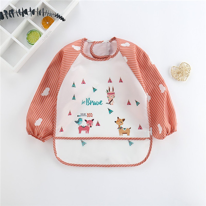 Áo yếm ăn dặm BLW cao cấp KidsWorld chống thấm nước, có máng chứa thức ăn rơi