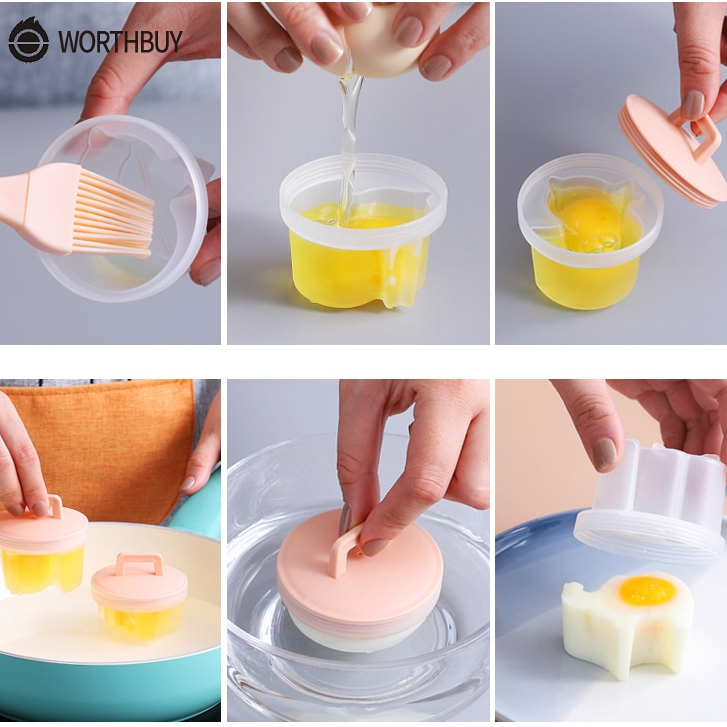 Set 4 khuôn dụng cụ làm bánh, hấp trứng KidsWorld kèm chổi quét dầu nhiều hình cho bé ăn dặm