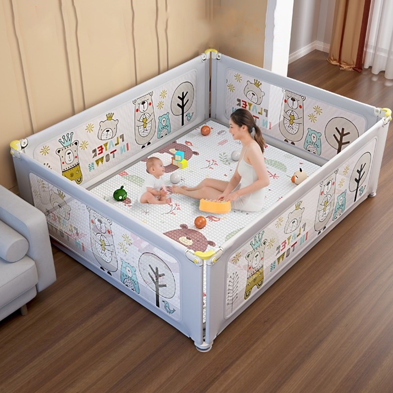 Quây cũi cho bé KidsWorld SP22 độ cao 73cm khung kim loại chống va đập hạ 1 góc hoặc hạ hoàn toàn