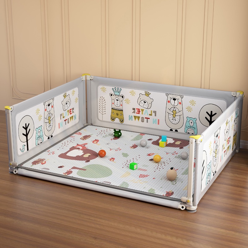 Quây cũi kiêm thanh chắn giường KidsWorld SP22 cho bé chơi độ cao 73cm khung kim loại chống va đập hạ 1 góc hoặc hạ hoàn