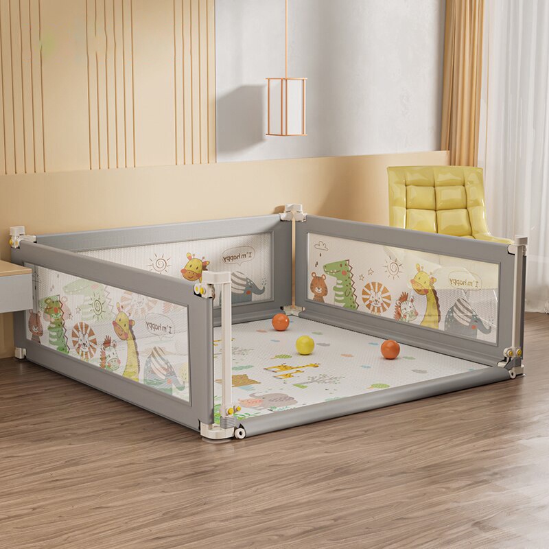 Quây cũi kiêm thanh chắn giường KidsWorld SP22 cho bé chơi độ cao 73cm khung kim loại chống va đập hạ 1 góc hoặc hạ hoàn