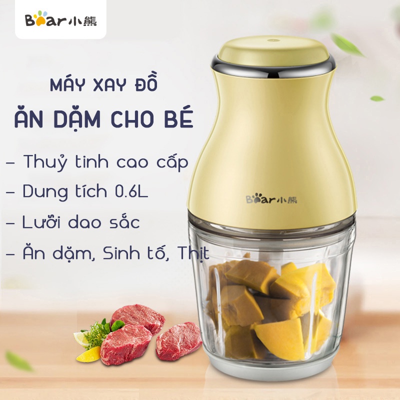 Máy Xay Thịt, Sinh Tố, Đồ Ăn Dặm Cho Bé KidsWorld Bear QSJ-B02R1/B02R1 Dung Tích 0 6L Công Suất 300W Chính Hãng