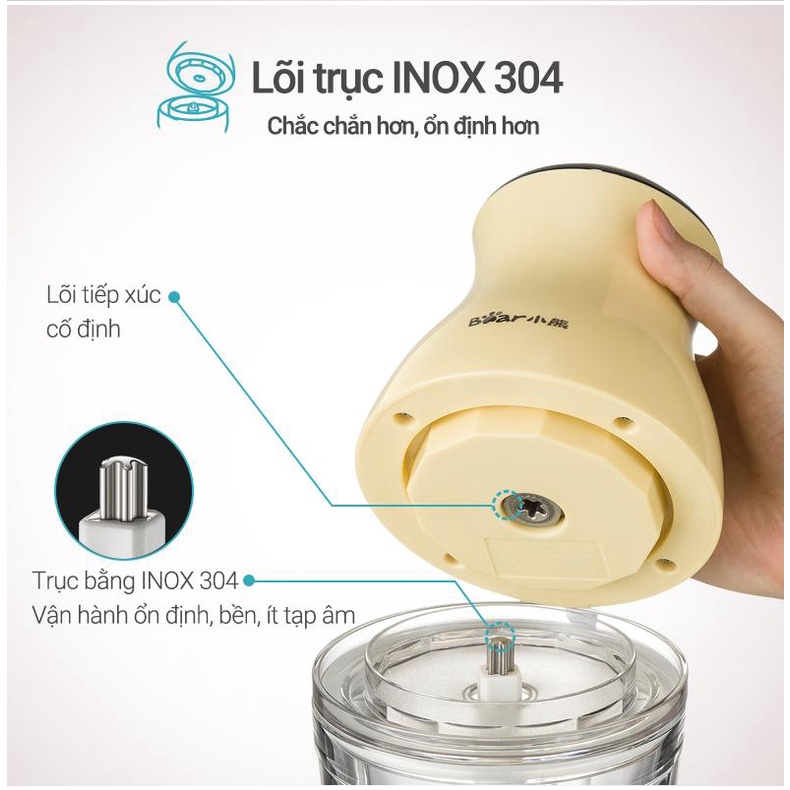Máy Xay Thịt, Sinh Tố, Đồ Ăn Dặm Cho Bé KidsWorld Bear QSJ-B02R1/B02R1 Dung Tích 0 6L Công Suất 300W Chính Hãng