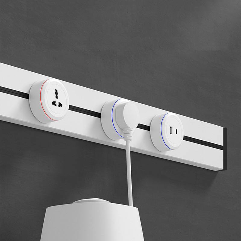 Ổ cắm điện thanh ray trượt vỏ nhôm 8000W - 32A viền đèn led KR01