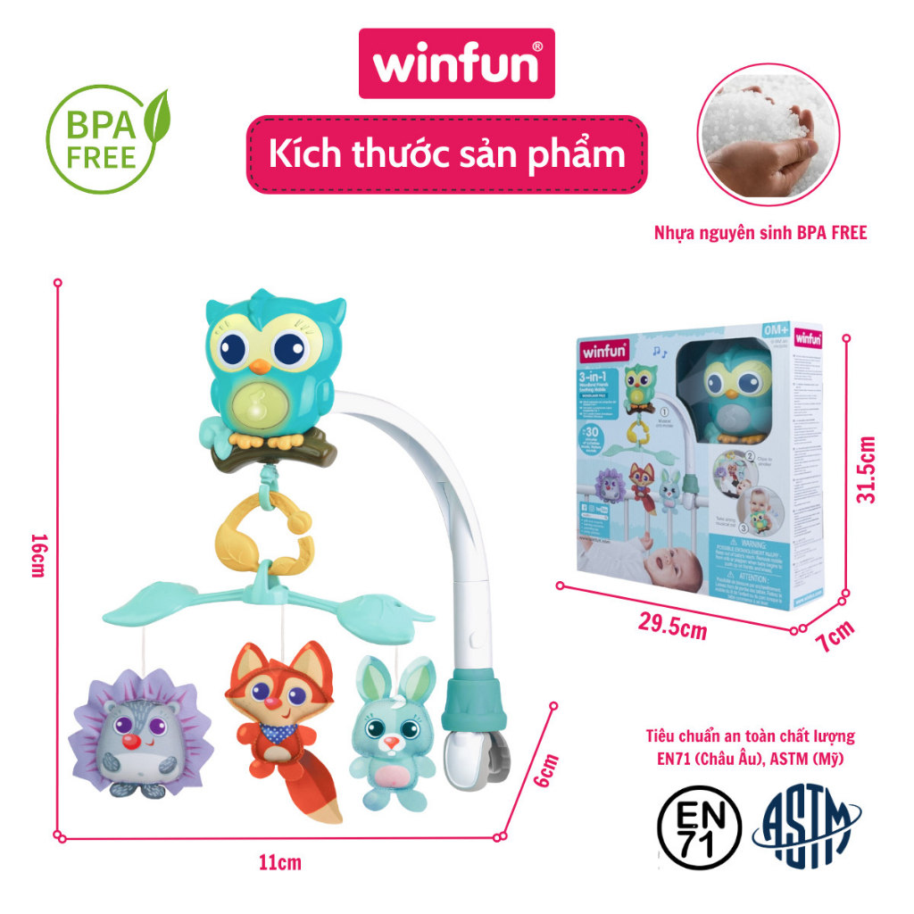 Đồ chơi treo nôi 3 trong 1 hình cú mèo Winfun 720010-NL