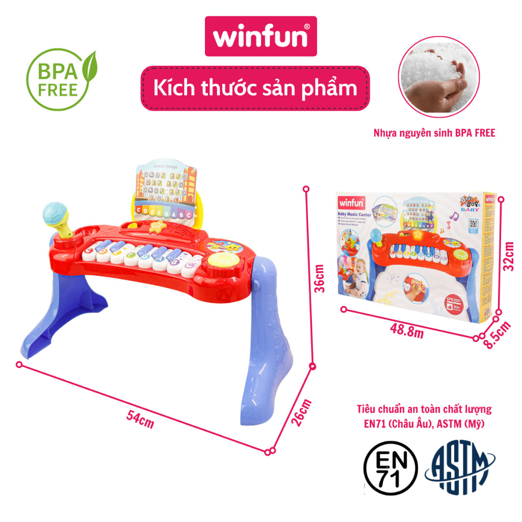 Đồ chơi Đàn nhạc mini có đèn và micro cho bé Winfun 2016