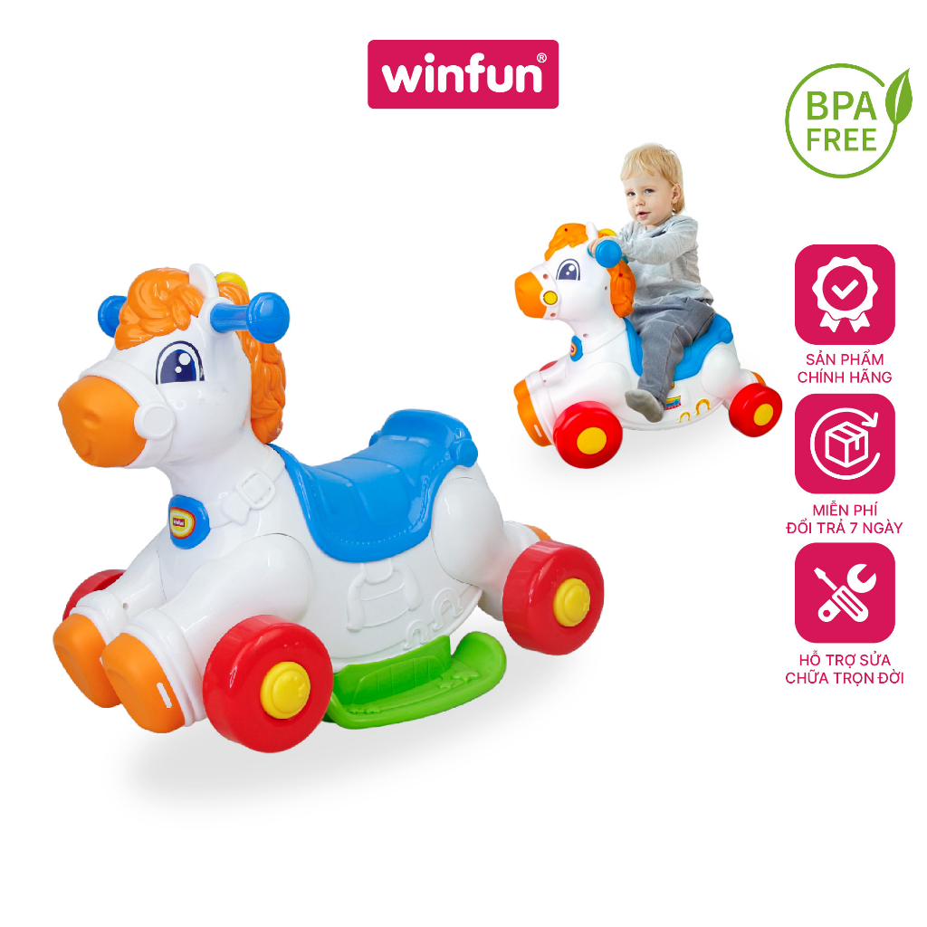 Ngựa bập bênh kết hợp xe chòi chân phát nhạc vui nhộn Winfun 0760-NL