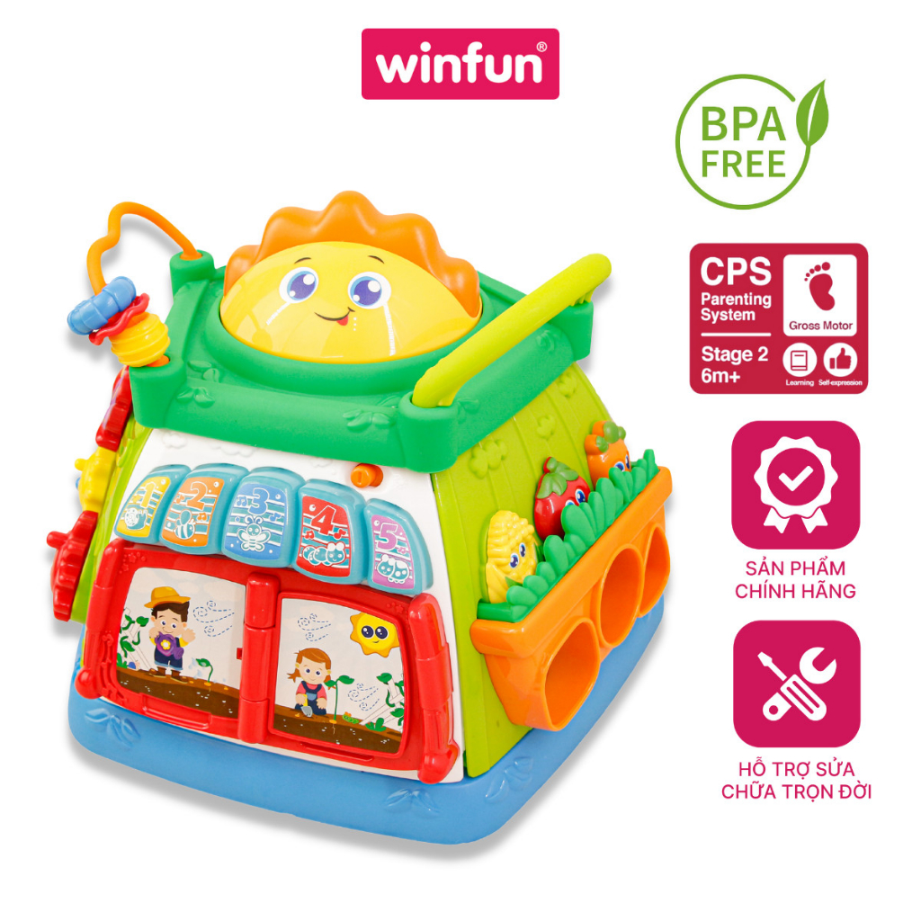 Hộp phát nhạc, khối lập phương đồ chơi khám phá khu vườn trên mây Winfun 0631-NL - cho bé từ 6 tháng trở lên