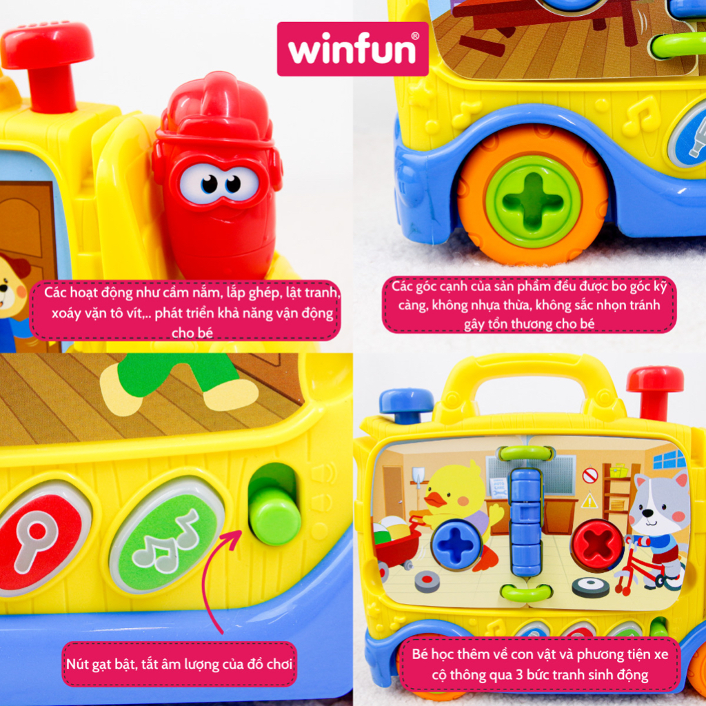 Đồ chơi dụng cụ cơ khí hình xe tải - luyện tay, vận động tinh cho bé Winfun 0795-01 - Phiên bản nói tiếng anh