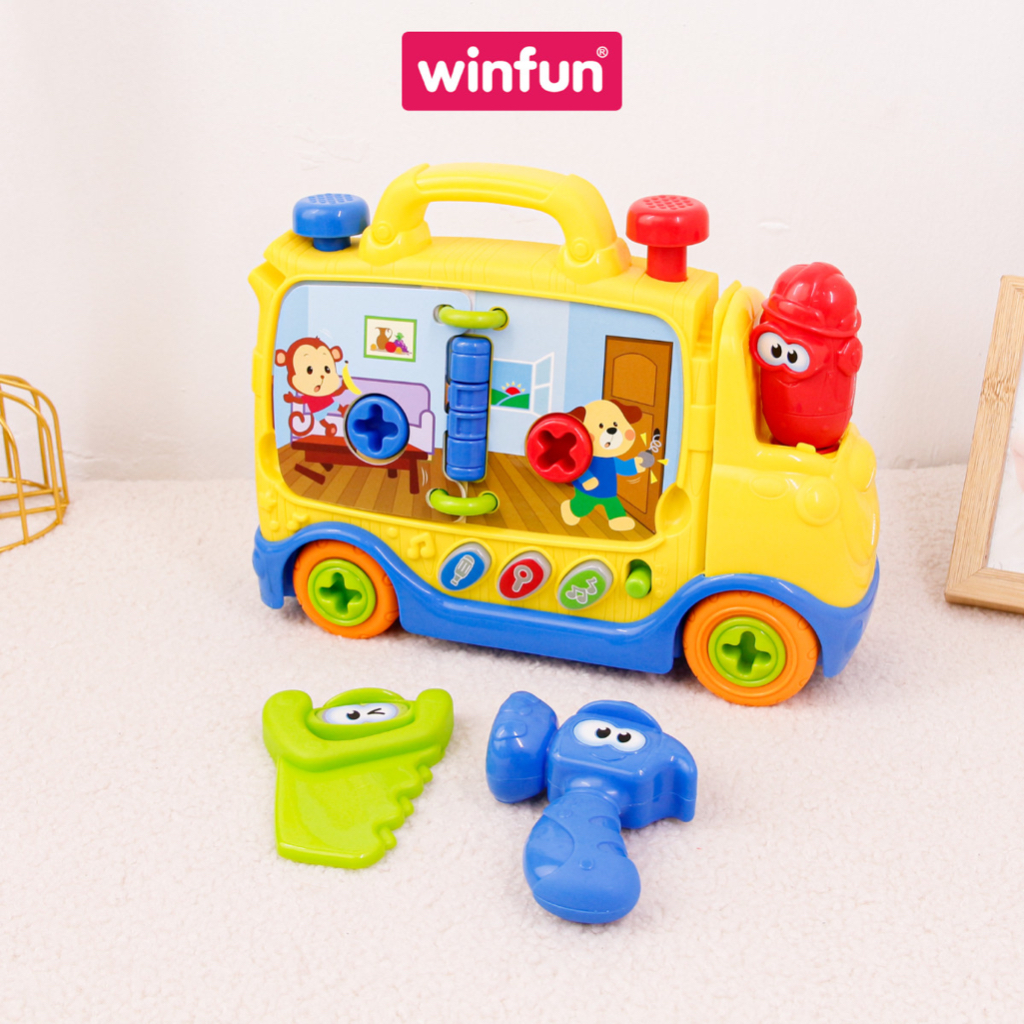 Đồ chơi dụng cụ cơ khí hình xe tải - luyện tay, vận động tinh cho bé Winfun 0795-01 - Phiên bản nói tiếng anh