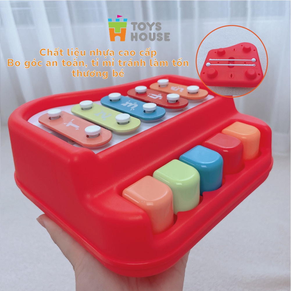 Đồ chơi đàn piano kết hợp gõ Xylophone 5 phím kèm 6 bản nhạc ToysHouse