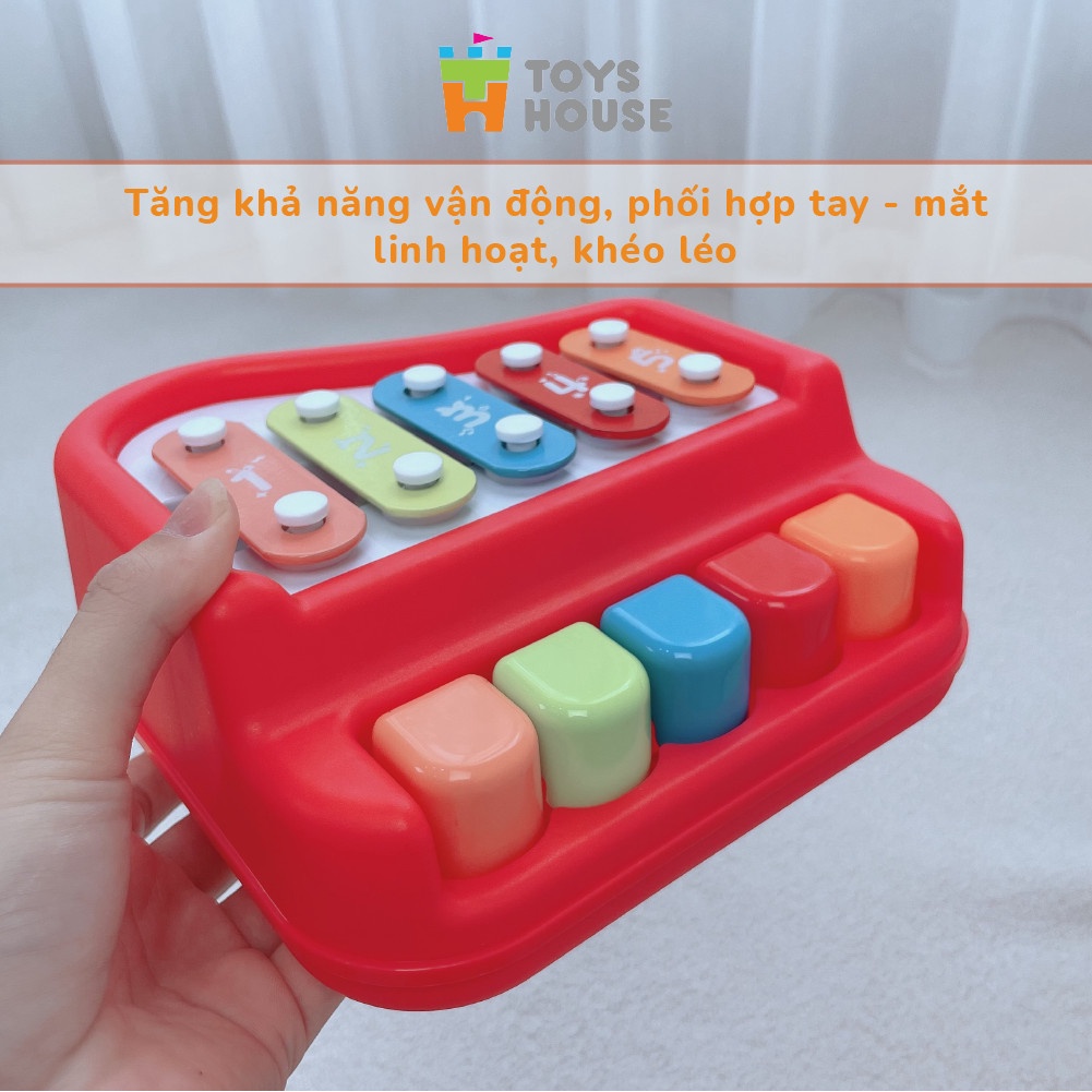 Đồ chơi đàn piano kết hợp gõ Xylophone 5 phím kèm 6 bản nhạc ToysHouse