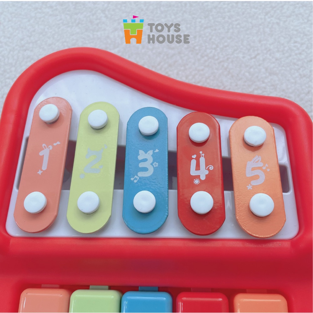 Đồ chơi đàn piano kết hợp gõ Xylophone 5 phím kèm 6 bản nhạc ToysHouse