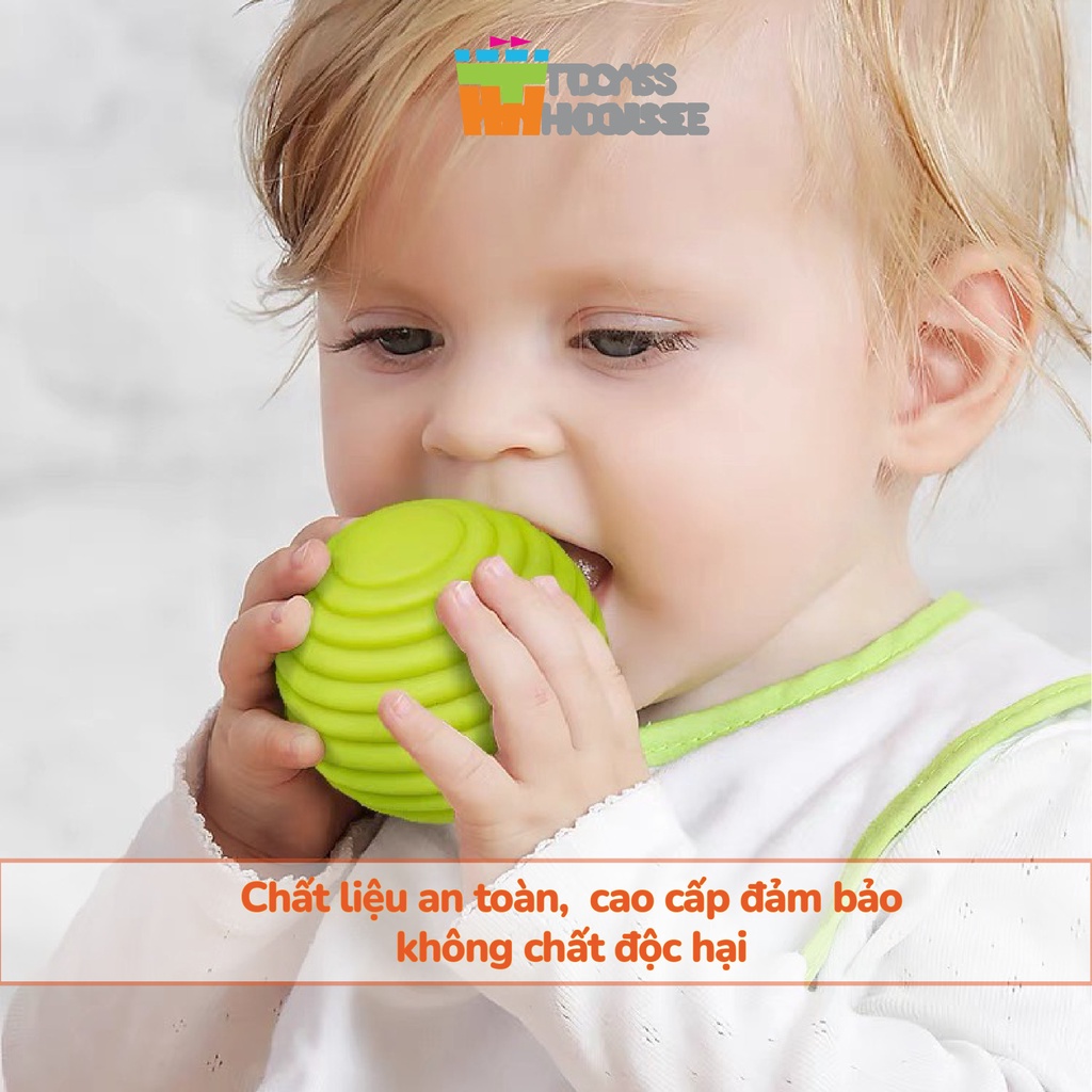 Bóng cho bé chơi, set 6 quả bóng gai silicone kích thích xúc giác, thị giác, thính giác, vận động tinh ToysHouse HE0207