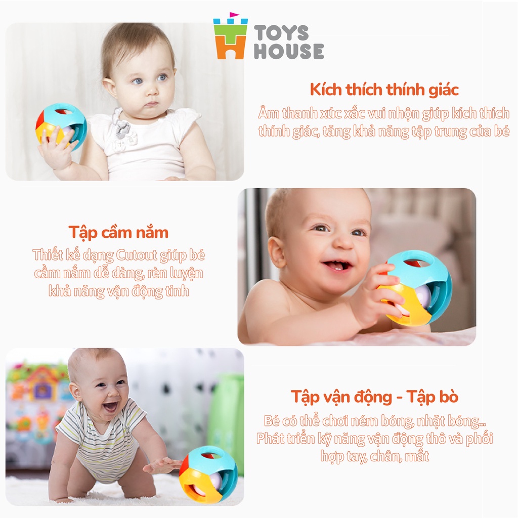 Bóng lục lạc cho bé tập bò - tập cầm nắm ToysHouse HE0142 - đồ chơi cho bé 6 tháng