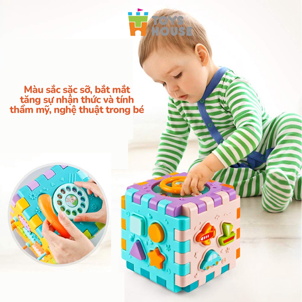 Đồ chơi thả hình khối đa năng kiêm lắp ghép có đèn nhạc giáo dục cho bé Toyshouse HE0530