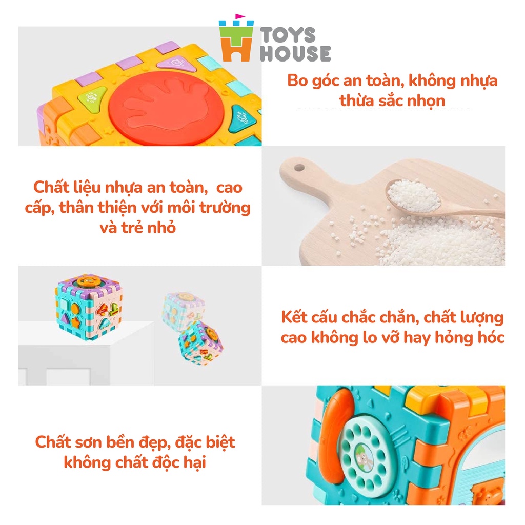 Đồ chơi thả hình khối đa năng kiêm lắp ghép có đèn nhạc giáo dục cho bé Toyshouse HE0530