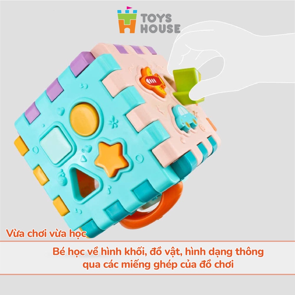 Đồ chơi thả hình khối đa năng kiêm lắp ghép có đèn nhạc giáo dục cho bé Toyshouse HE0530