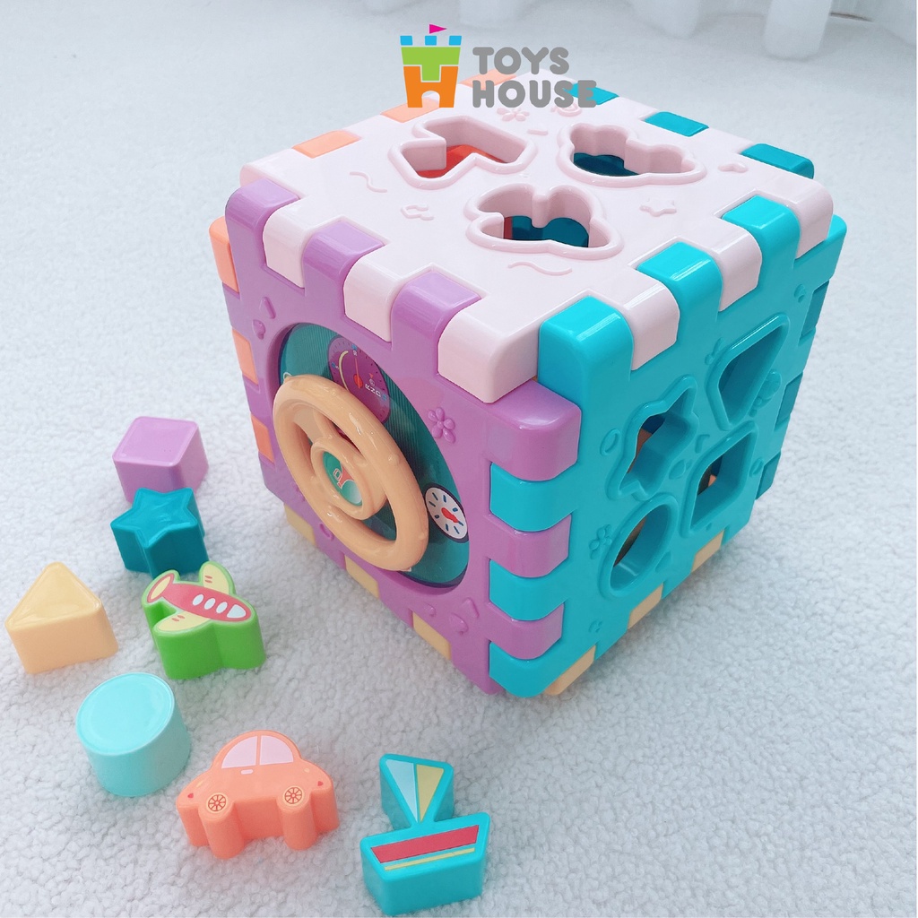 Đồ chơi thả hình khối đa năng kiêm lắp ghép có đèn nhạc giáo dục cho bé Toyshouse HE0530