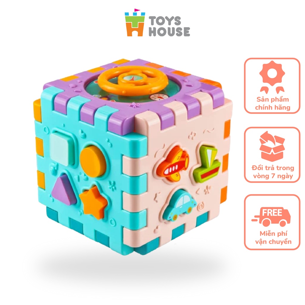 Đồ chơi thả hình khối đa năng kiêm lắp ghép có đèn nhạc giáo dục cho bé Toyshouse HE0530