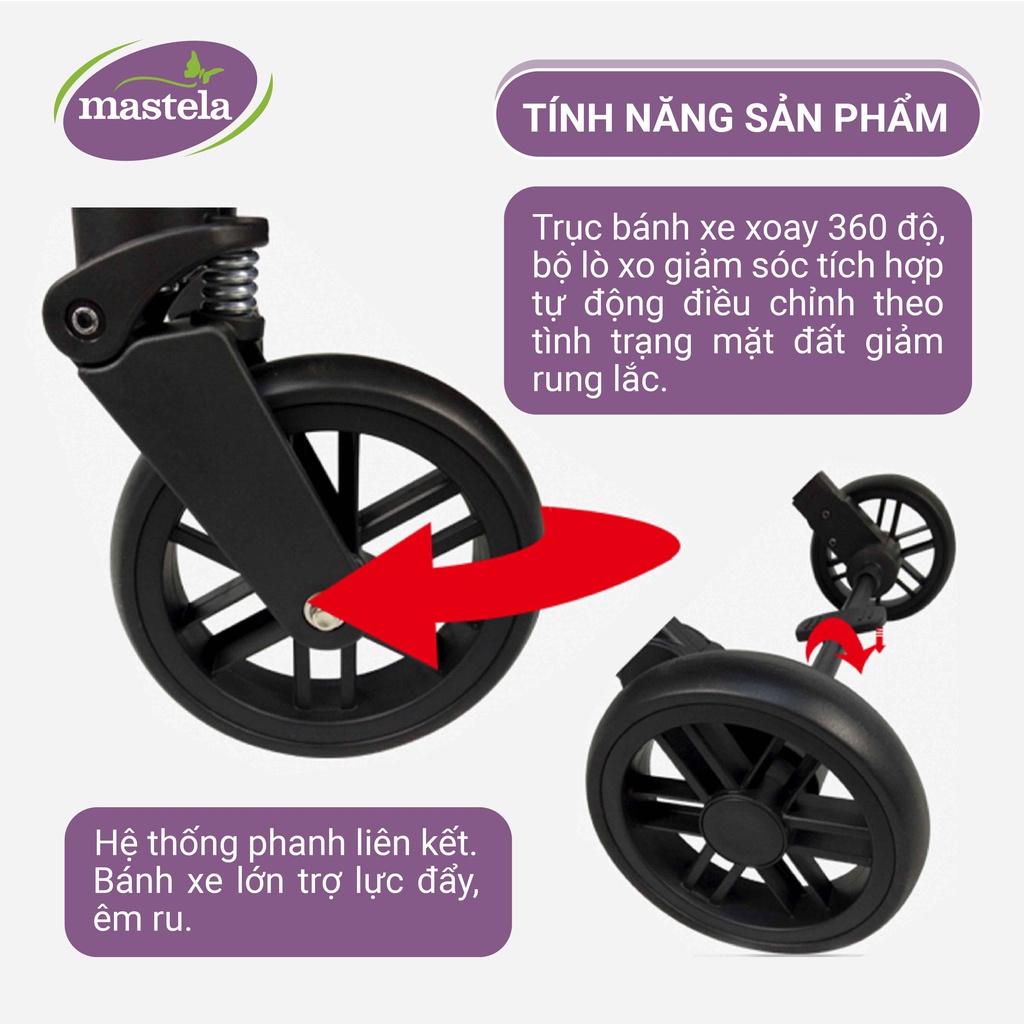 Xe đẩy gấp gọn 1 chiều aluminium cao cấp siêu bền và nhẹ cho bé từ sơ sinh - Mastela HN 275