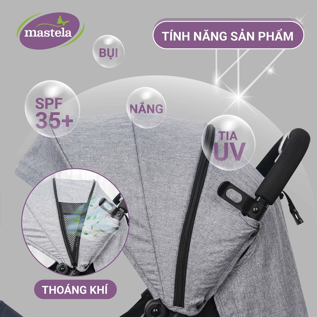 Xe đẩy gấp gọn 1 chiều aluminium cao cấp siêu bền và nhẹ cho bé từ sơ sinh - Mastela HN 275
