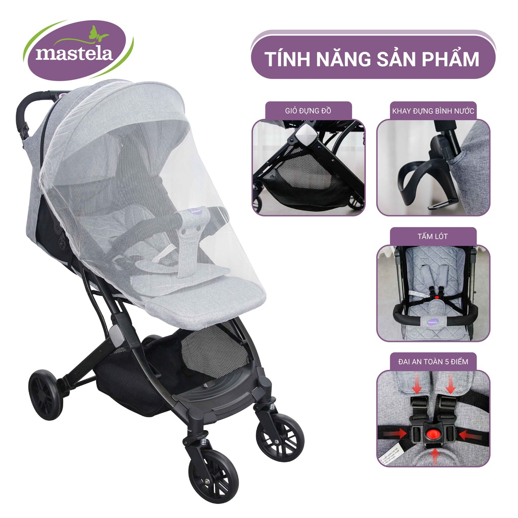 Xe đẩy gấp gọn 1 chiều aluminium cao cấp siêu bền và nhẹ cho bé từ sơ sinh - Mastela HN 275