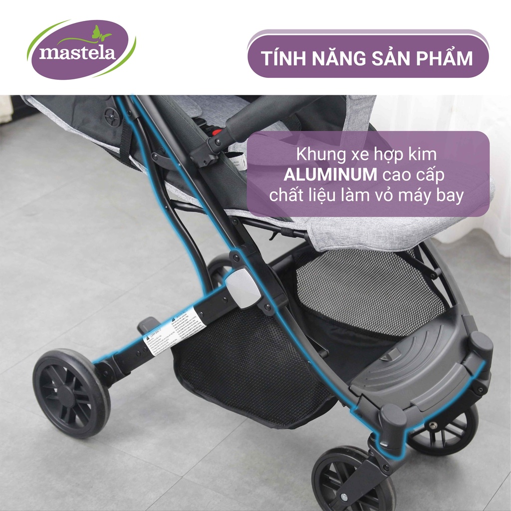 Xe đẩy gấp gọn 1 chiều aluminium cao cấp siêu bền và nhẹ cho bé từ sơ sinh - Mastela HN 275