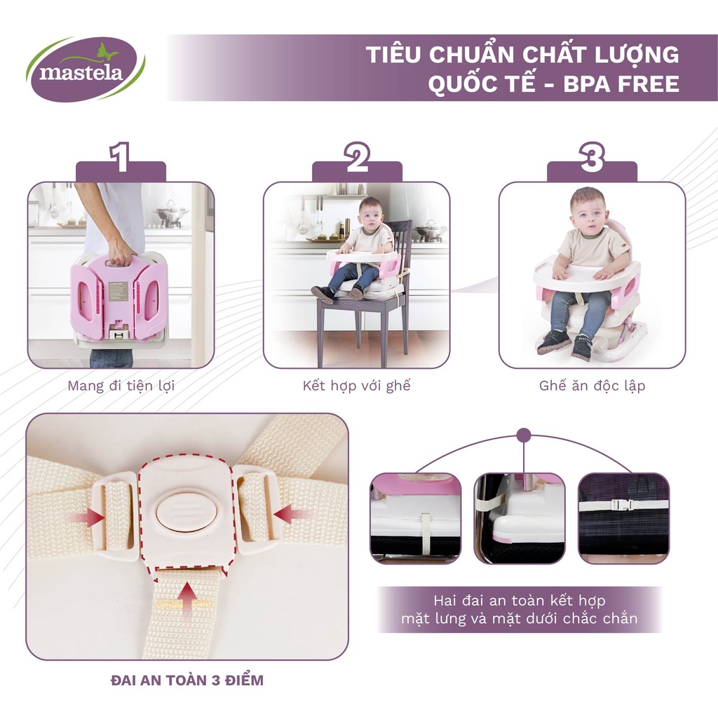 Ghế ngồi ăn dặm cho bé - điều chỉnh độ cao cho bé tự ăn uống, thương hiệu Mastela 7110  BPA FREE - uy tín hơn 10 năm