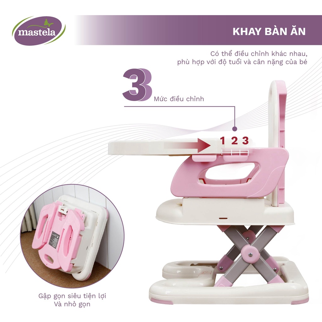 Ghế ngồi ăn dặm cho bé - điều chỉnh độ cao cho bé tự ăn uống, thương hiệu Mastela 7110  BPA FREE - uy tín hơn 10 năm