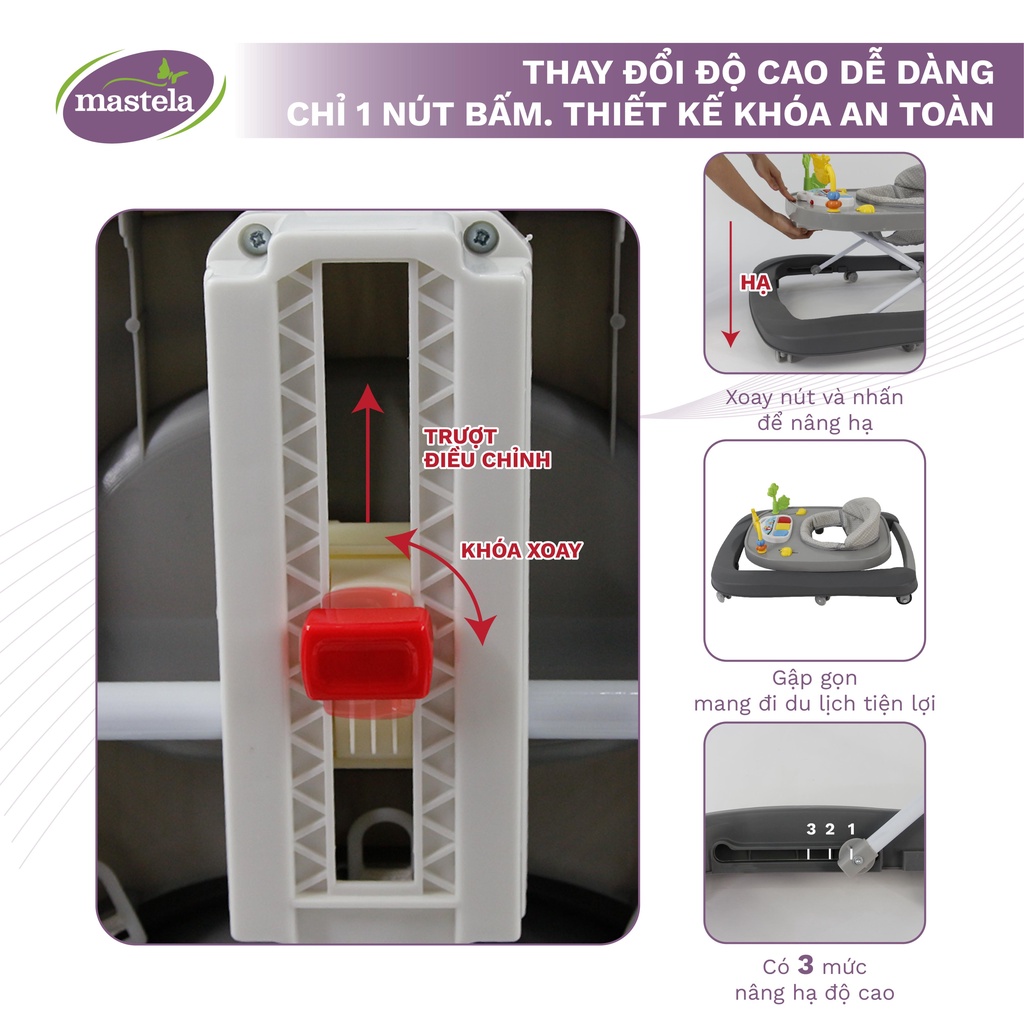 Xe tập đi em bé đa năng 3 giai đoạn cho bé từ 6 tháng- chính hãng Mastela 1508 Bảo hành 12 tháng