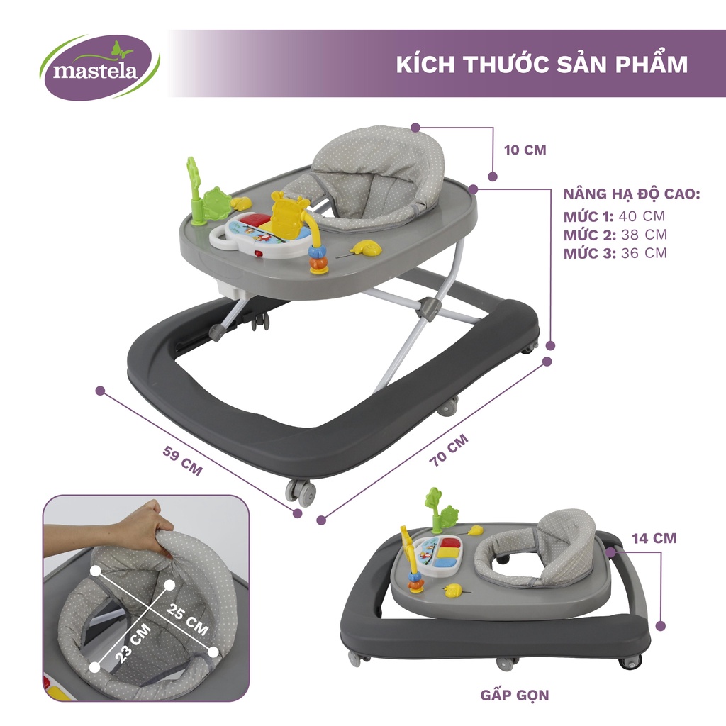 Xe tập đi em bé đa năng 3 giai đoạn cho bé từ 6 tháng- chính hãng Mastela 1508 Bảo hành 12 tháng