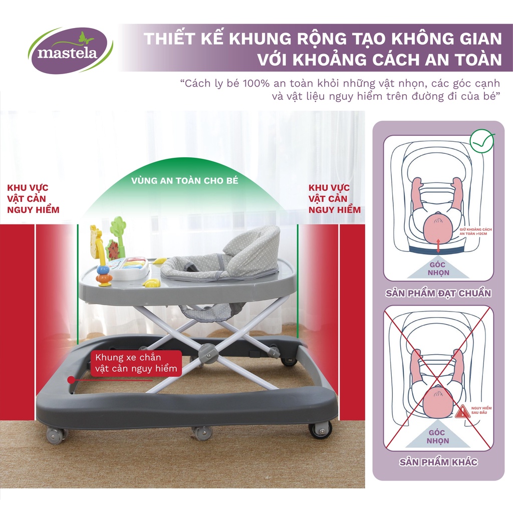 Xe tập đi em bé đa năng 3 giai đoạn cho bé từ 6 tháng- chính hãng Mastela 1508 Bảo hành 12 tháng
