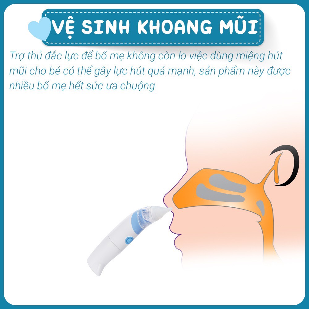 Máy hút mũi cho bé sơ sinh - 2 đầu hút Comfybaby - CF718 - vệ sinh mũi cho trẻ sơ sinh