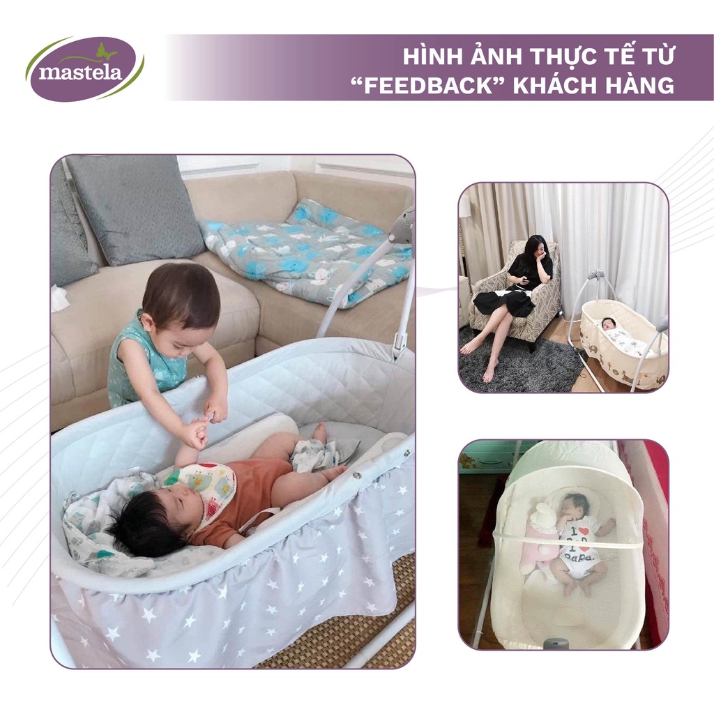 Nôi điện ru ngủ tự động điều khiển từ xa kết hợp nhạc trắng ru ngủ cho bé sơ sinh tới 2 tuổi Mastela SG239