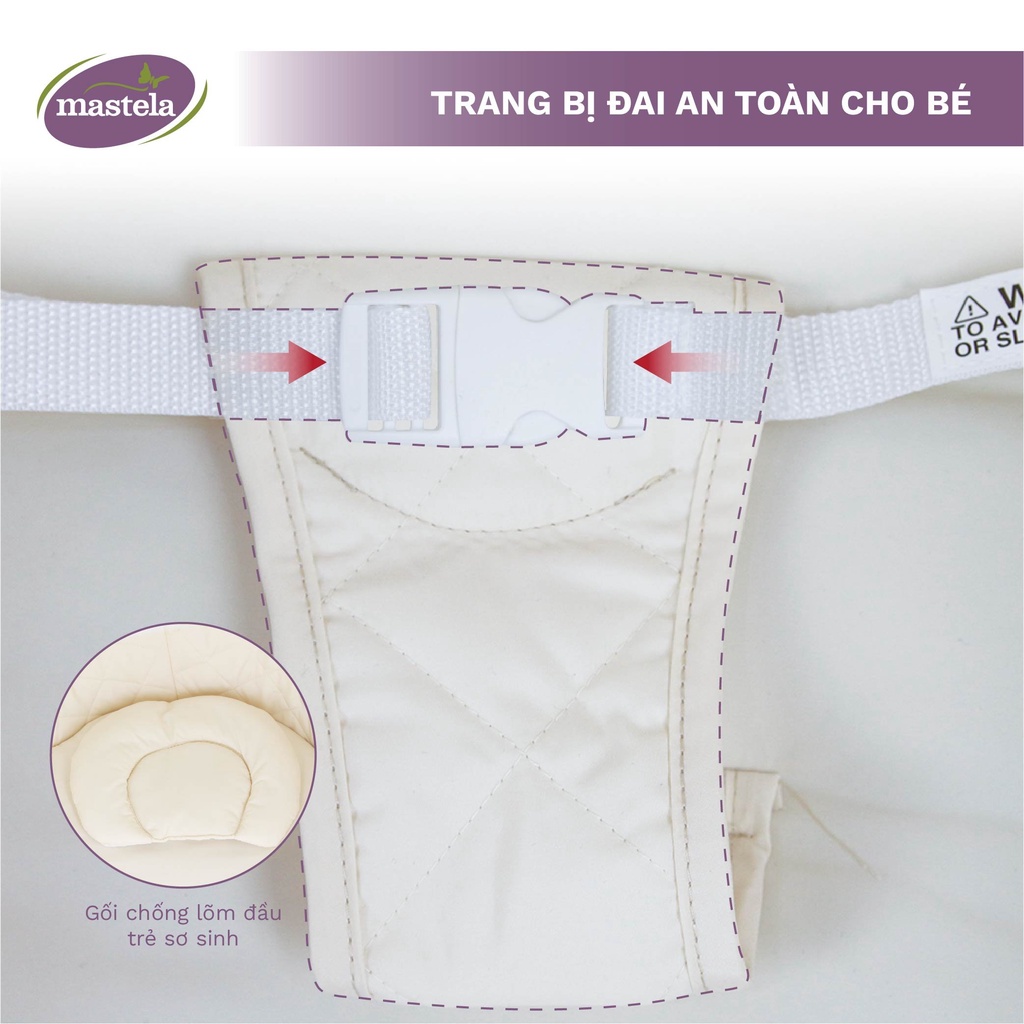 Nôi điện ru ngủ tự động điều khiển từ xa kết hợp nhạc trắng ru ngủ cho bé sơ sinh tới 2 tuổi Mastela SG239