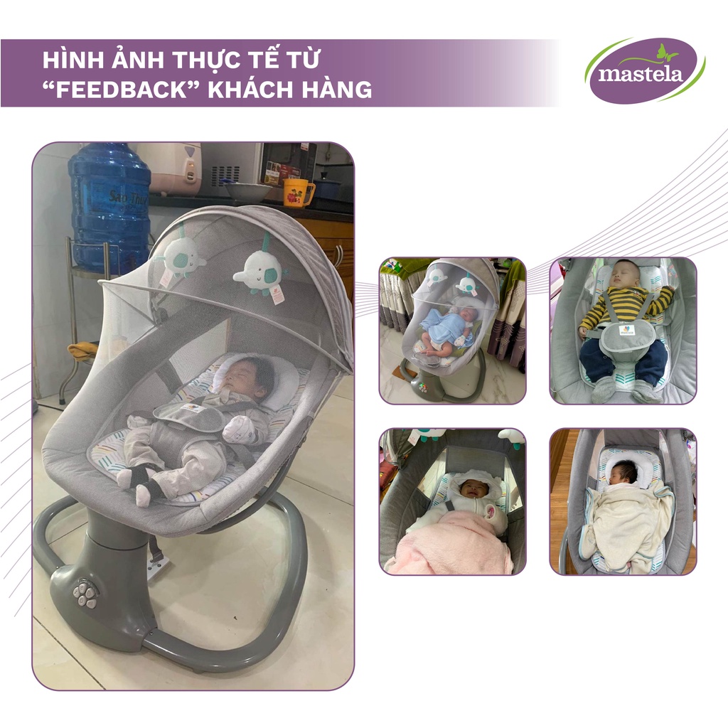 Nôi điện tự động cho bé sơ sinh, ru ngủ thông minh có nhạc trắng, kết hợp Bluetooth, điều khiển từ xa Mastela 8104