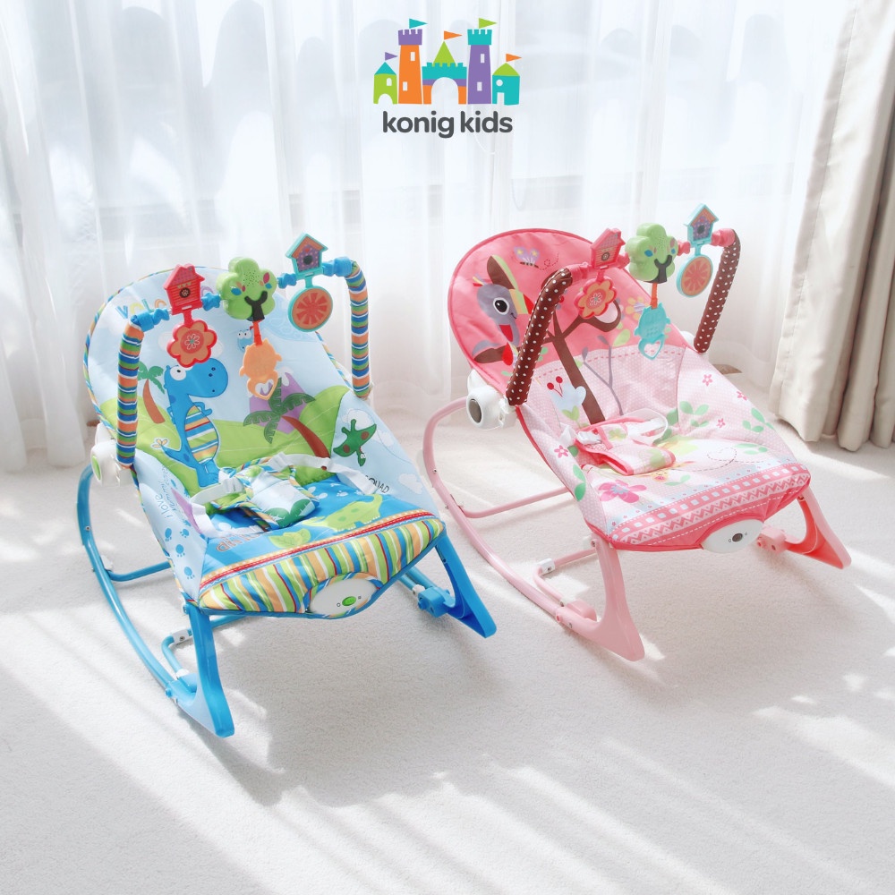 Ghế rung bập bênh có nhạc kèm đồ chơi cho bé, ngồi ăn bột kết hợp đọc sách từ 5 - 18kg - Konig kids- 63562