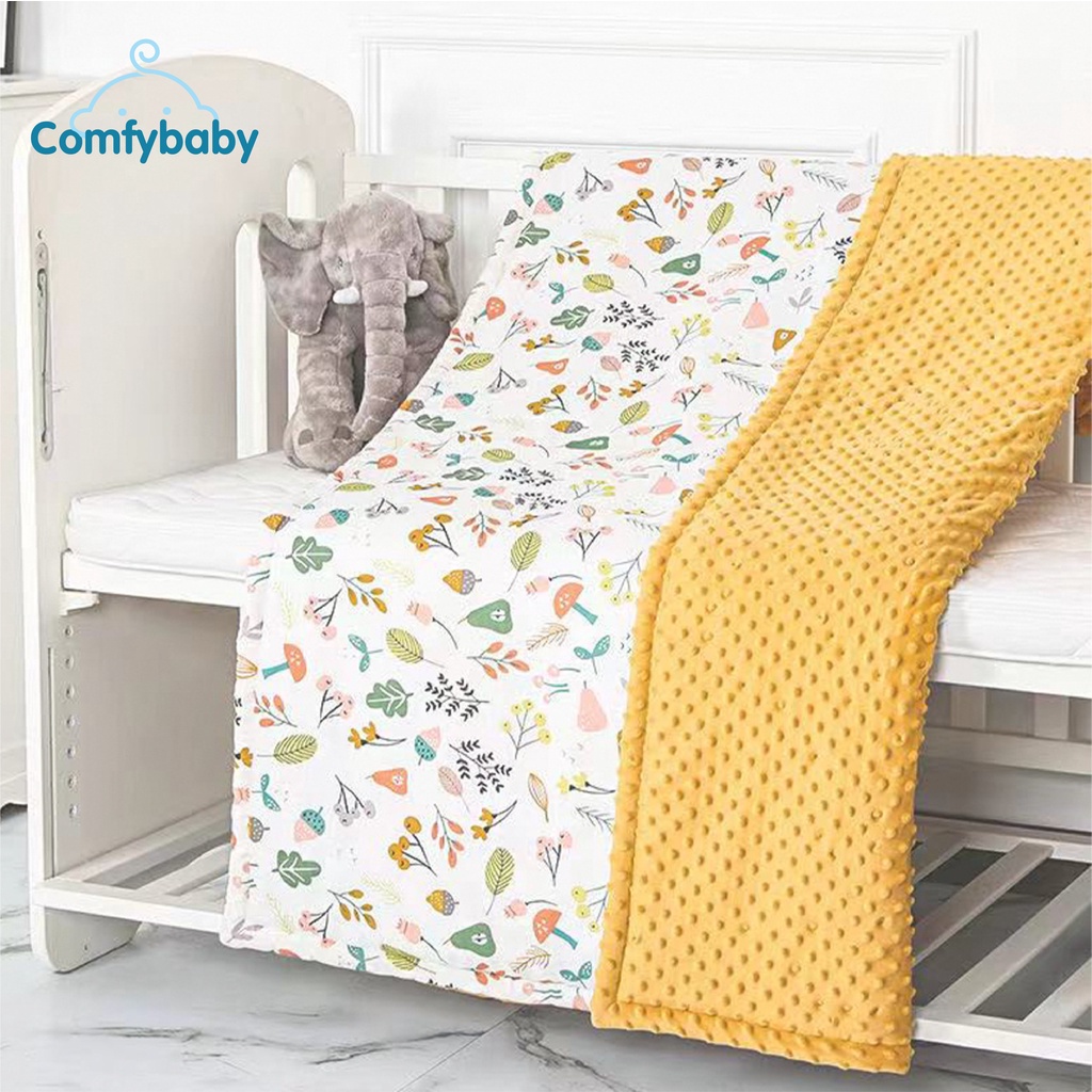 Chăn mền cho bé 2 mặt muslin cao cấp, lông tuyết mịn hạt đậu Comfybaby CHAN015