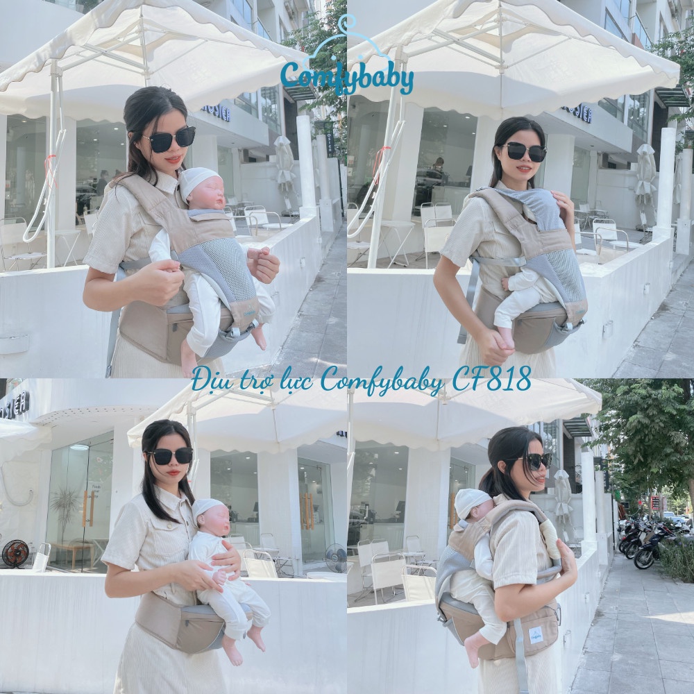 Địu ngồi cho bé cao cấp siêu mềm 4 tư thế công nghệ Air Mesh thoáng khí - Comfybaby CF818 địu ngồi chữ M