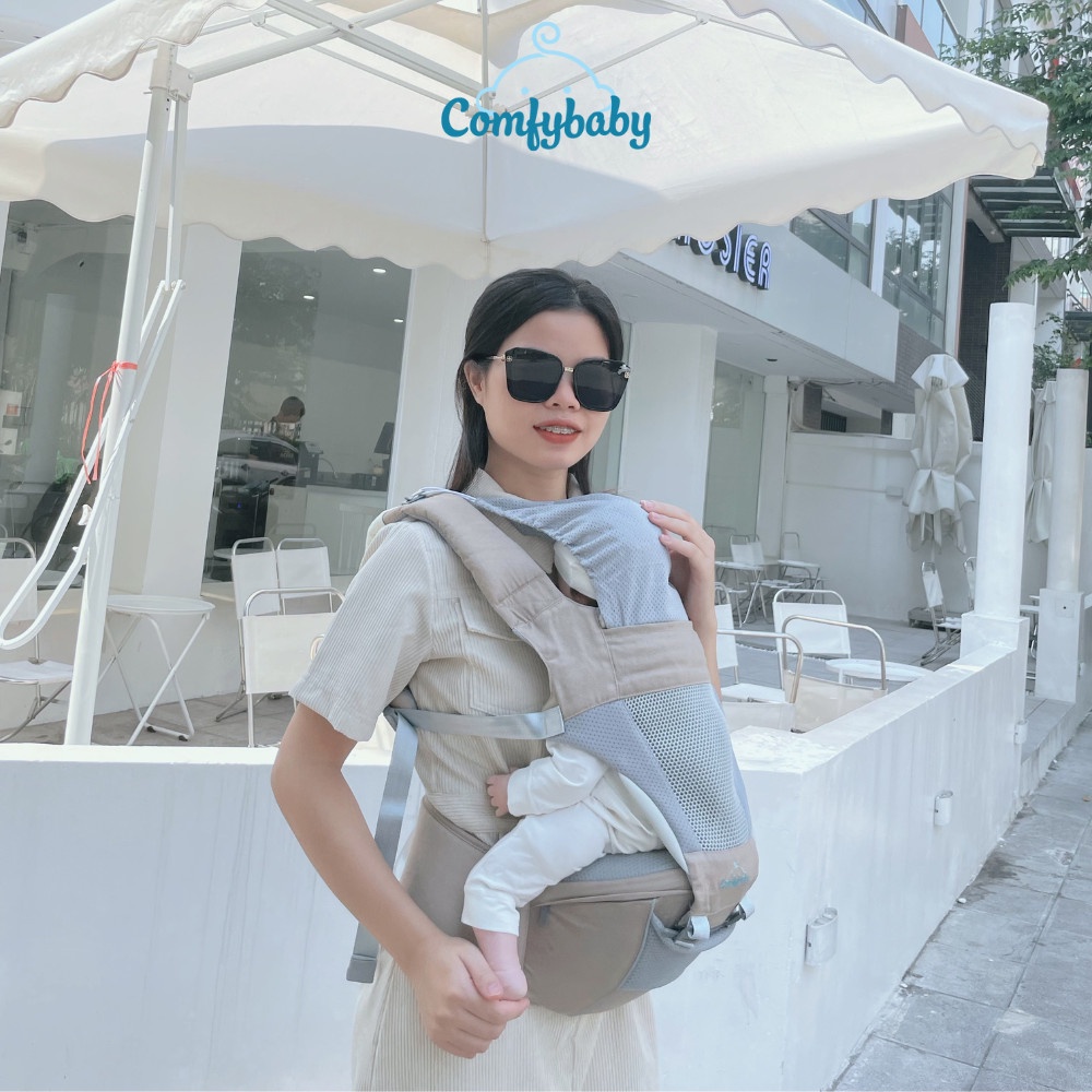 Địu ngồi cho bé cao cấp siêu mềm 4 tư thế công nghệ Air Mesh thoáng khí - Comfybaby CF818 địu ngồi chữ M