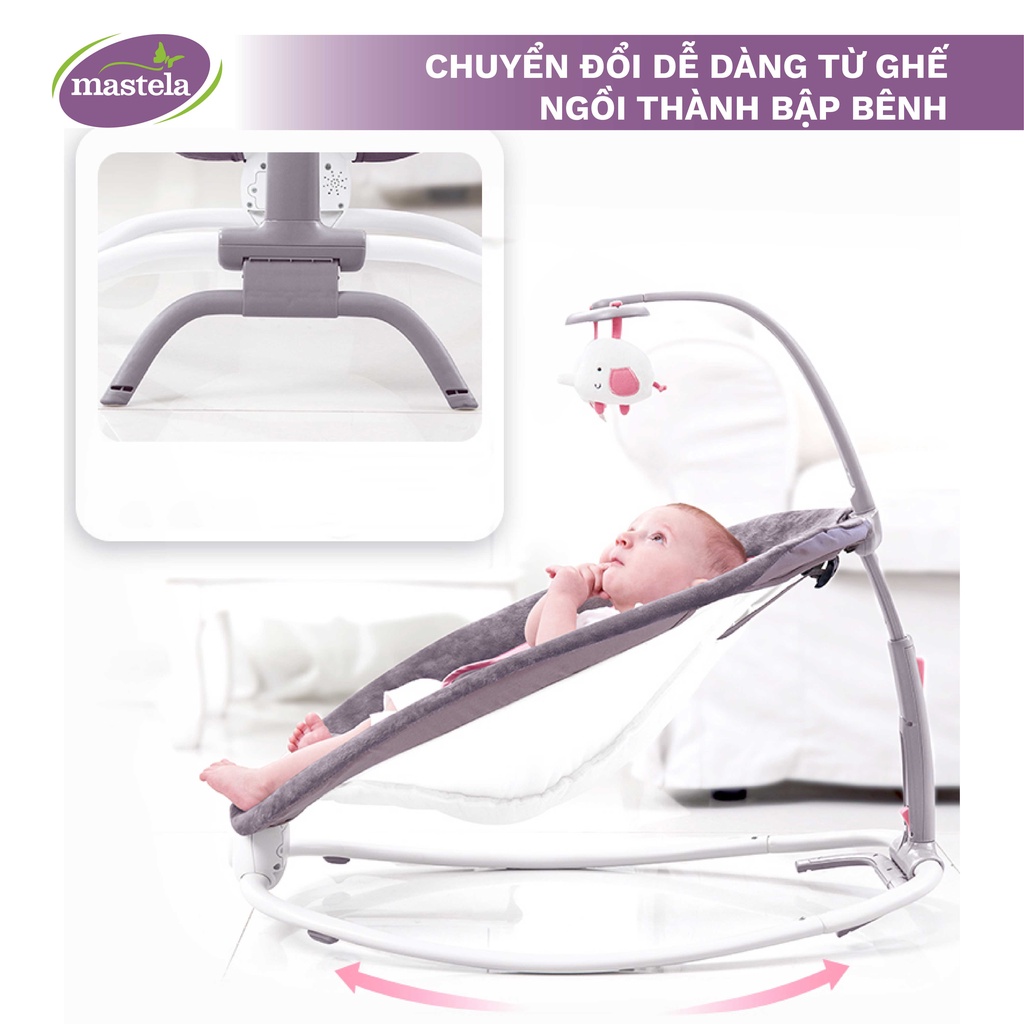 Ghế rung cho bé sơ sinh Mastela MSTL-06915-17 có đồ chơi và nhạc ru ngủ, 4 nấc điều chỉnh độ cao dễ dàng gấp gọn