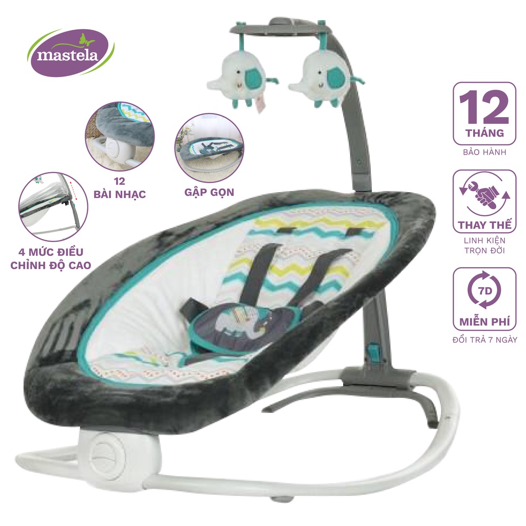 Ghế rung cho bé sơ sinh Mastela 6915/6917 có đồ chơi, 4 nấc điều chỉnh độ cao gọn nhẹ tiện lợi