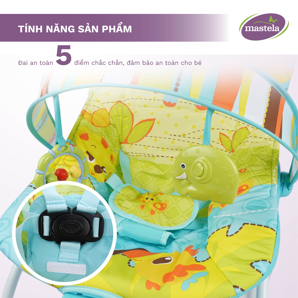 Ghế rung có nhạc, bập bênh kiêm ghế ngồi trẻ em 2 vị trí ngả lưng Mastela 6903/6904 - Bảo hành chính hãng 1 năm